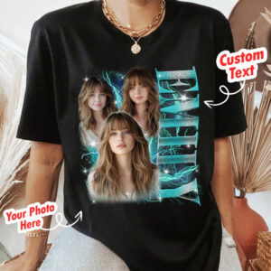 Custom Photo Your Own Bootleg Rap Tee T-Shirts, BoyFriend And GirlFriend Face Customized T-Shirts - Photo T-Shirt