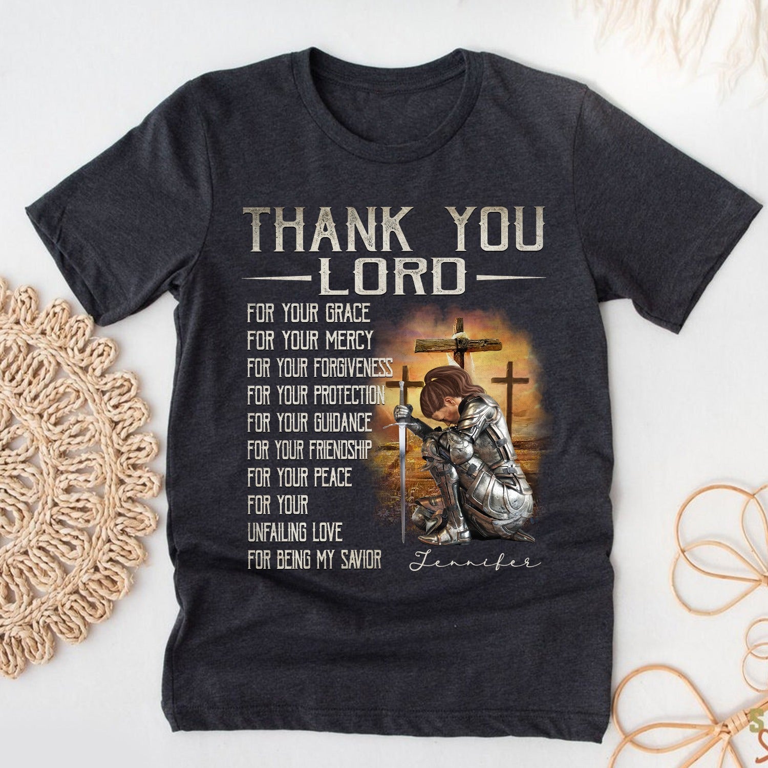 Custom Warrior Of God Thank You Lord For Your Grace - Gift For Christian T-Shirt - Image 3