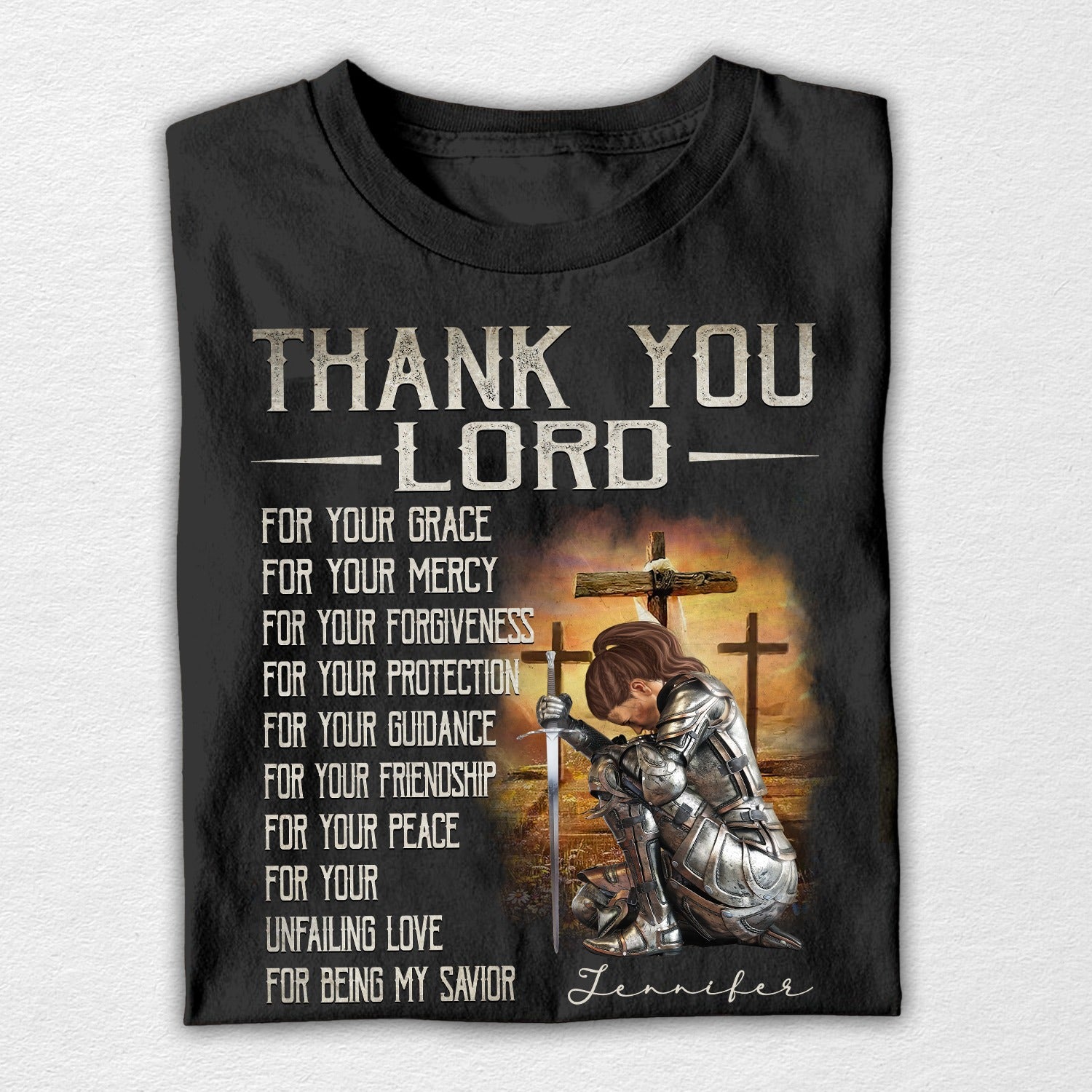 Custom Warrior Of God Thank You Lord For Your Grace - Gift For Christian T-Shirt - Image 4