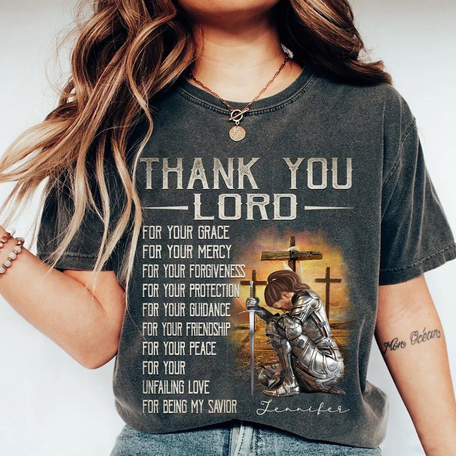 Custom Warrior Of God Thank You Lord For Your Grace - Gift For Christian T-Shirt