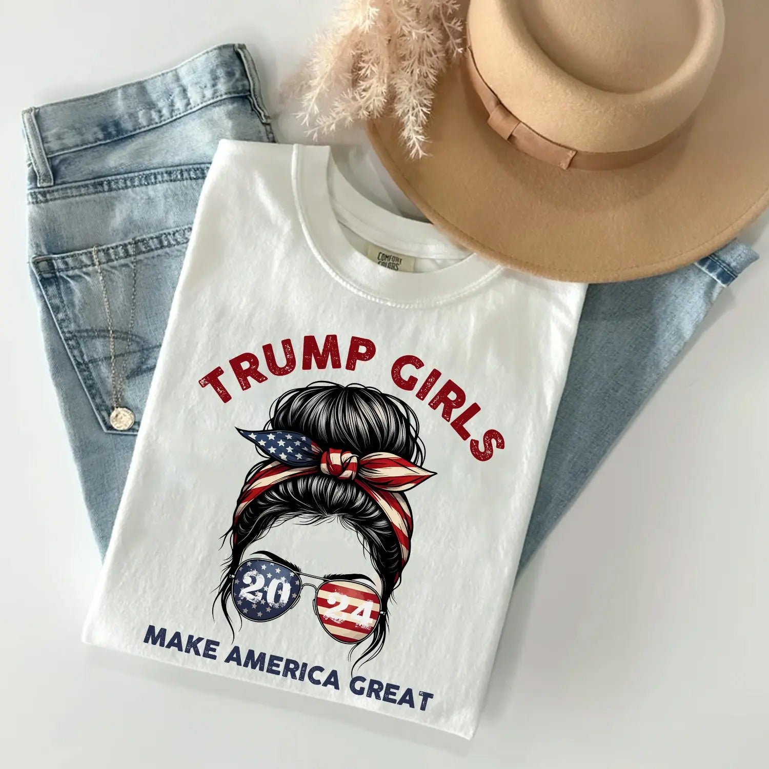 Patriotic Trump 2024 T-Shirt for Women - Trump Girls Make America Great T-Shirt - Image 3