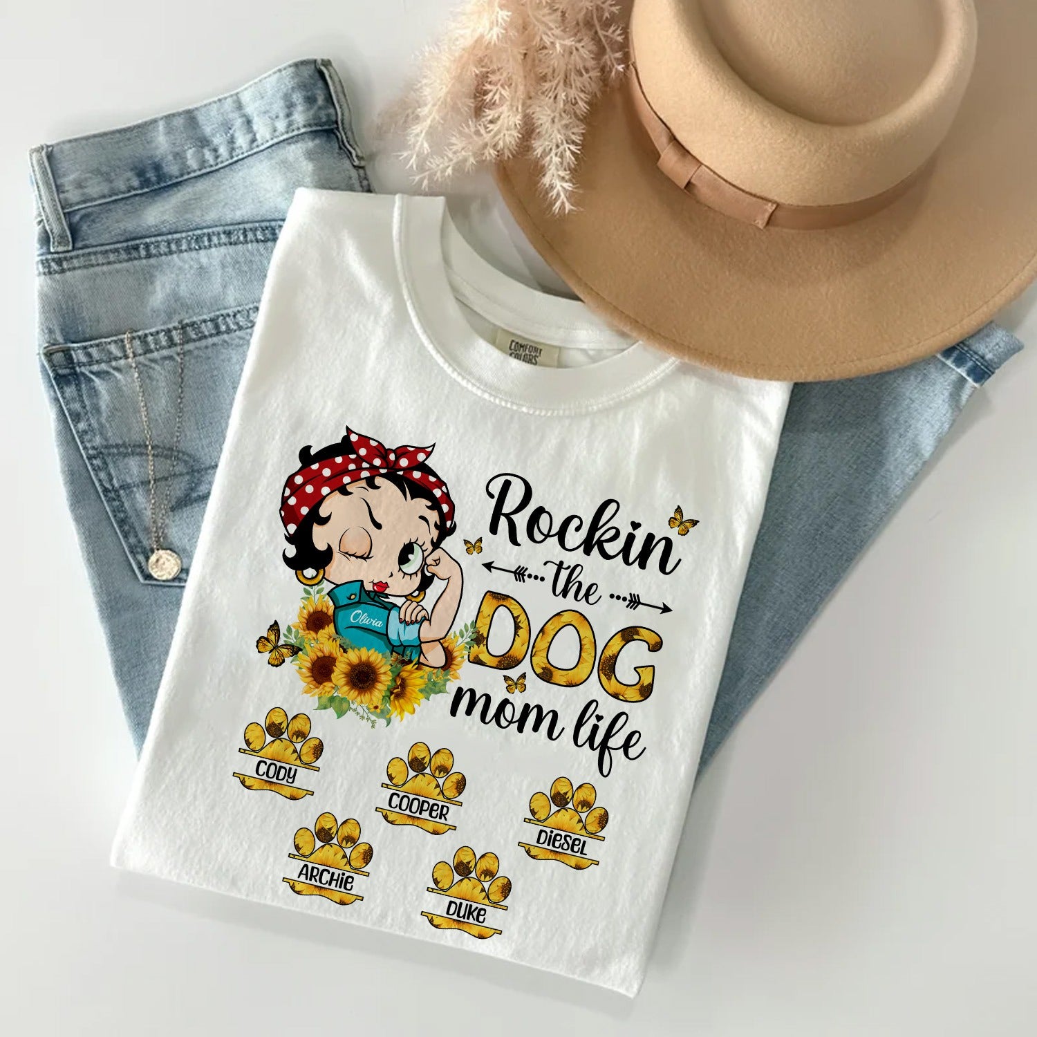 Dog Mom, Rockin The Dog Mom Life T-Shirt - Image 2