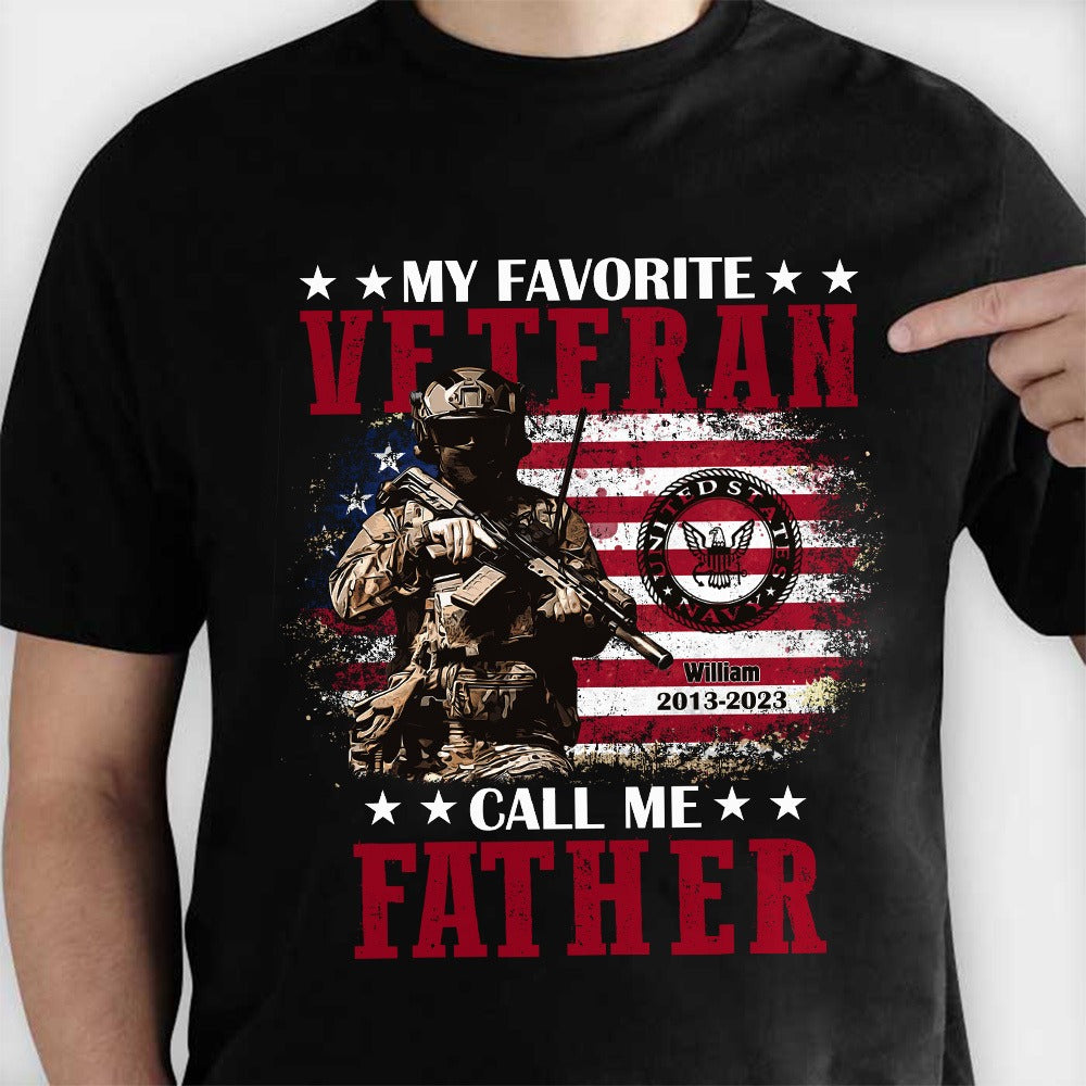 US Military Logos Bundle My Favorite Veteran Call Me Grandpa T-Shirt - Image 3