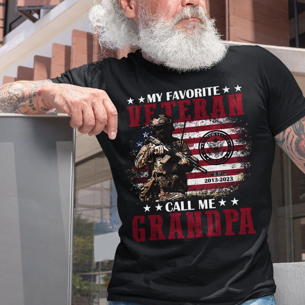 US Military Logos Bundle My Favorite Veteran Call Me Grandpa T-Shirt - Image 4