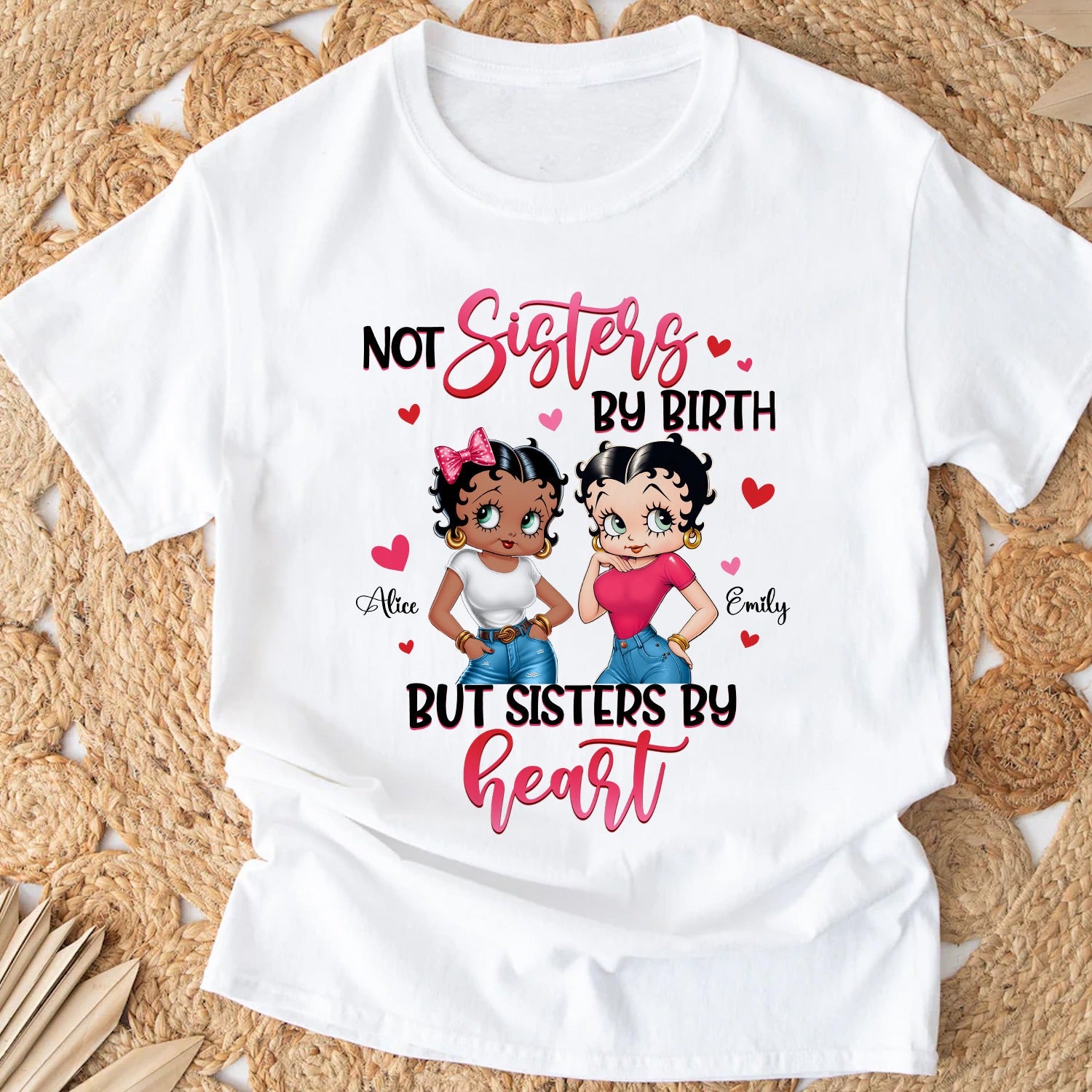 Vintage Girl, Not Sisters By Birth But Sisters By Heart T-Shirt - Image 3