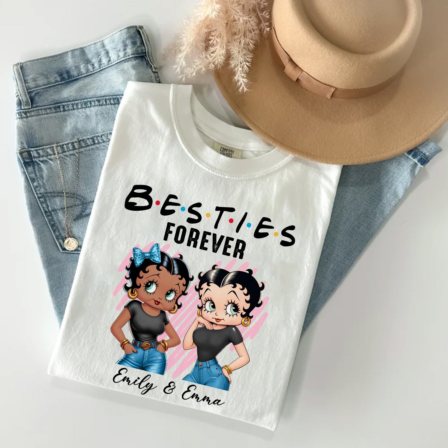 Vintage Girl, To My Best Friend Besties Forever T-Shirt - Image 3