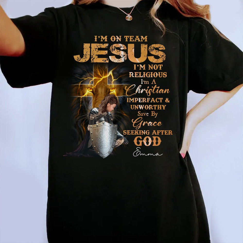Warrior Of God I Am On Team Jesus I'm Not Religious I Am A Christian T-Shirt - Image 3