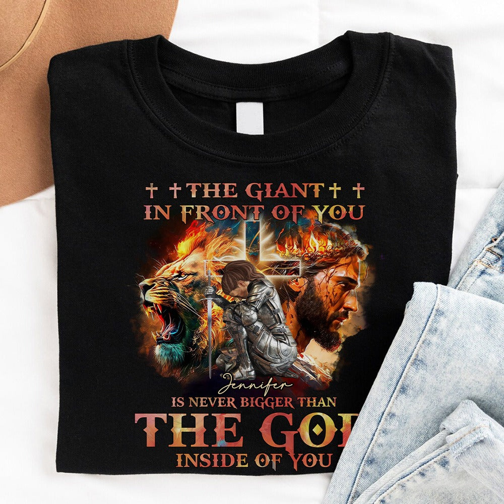 Warrior Of God, The Giant In Front Of You - Gift For Christian T-Shirt - Image 3