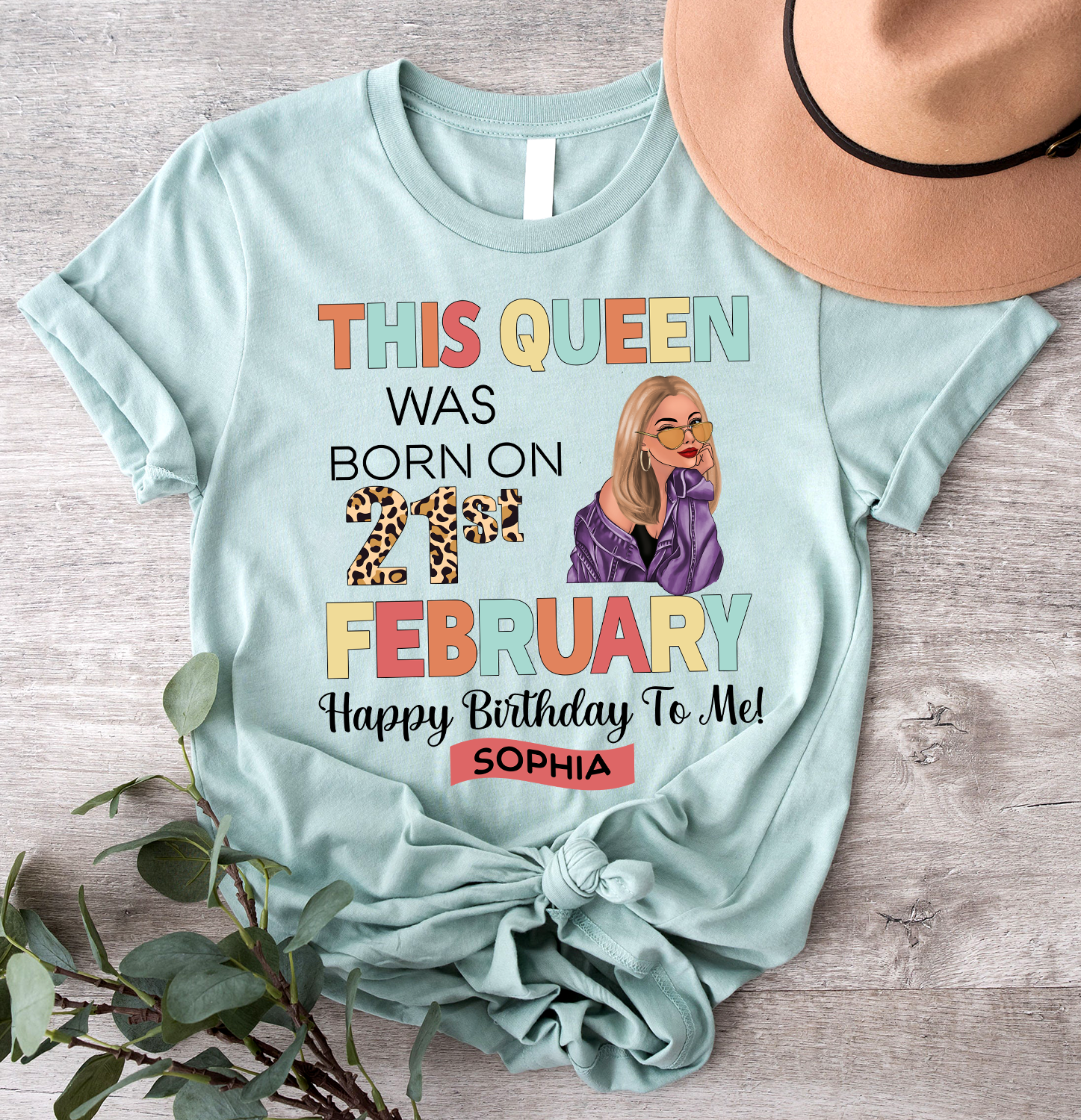 Custom Artwork And Name,Queens Born In February, February Birthday Woman Standard T-Shirt