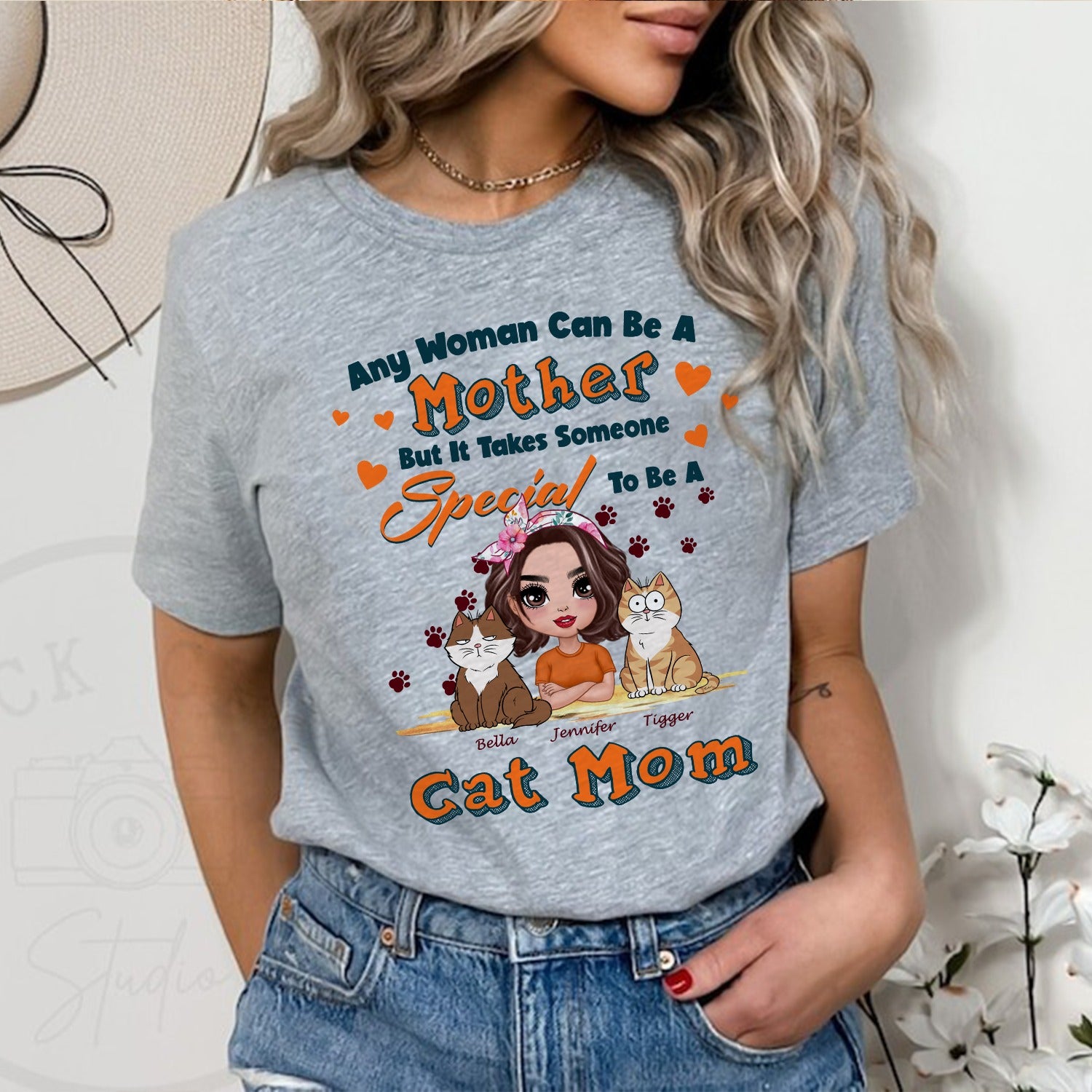 Any Woman Can Be A Mother But It Takes Someone Special To Be A Cat Mom T-Shirt - Image 2
