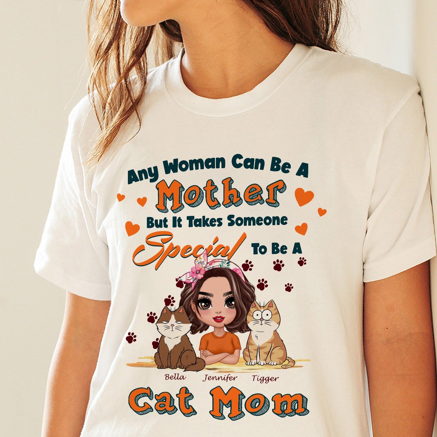 Any Woman Can Be A Mother But It Takes Someone Special To Be A Cat Mom T-Shirt - Image 3