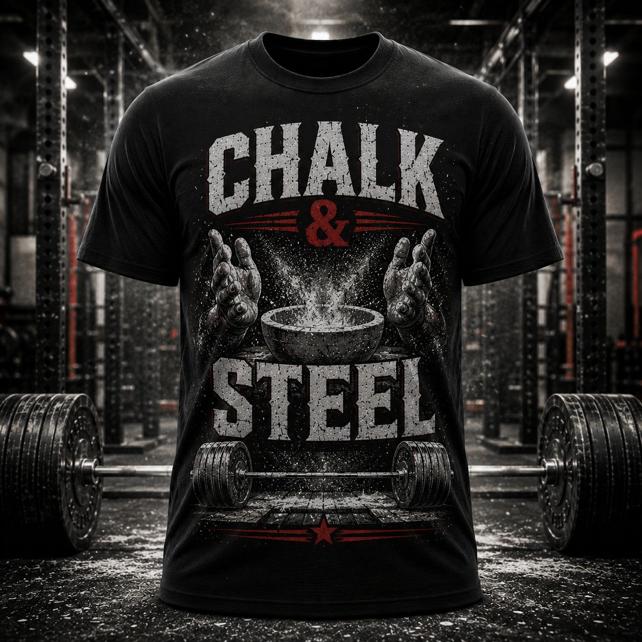 Chalk and Steel Shirt – Powerlifting Gym Graphic T-Shirt