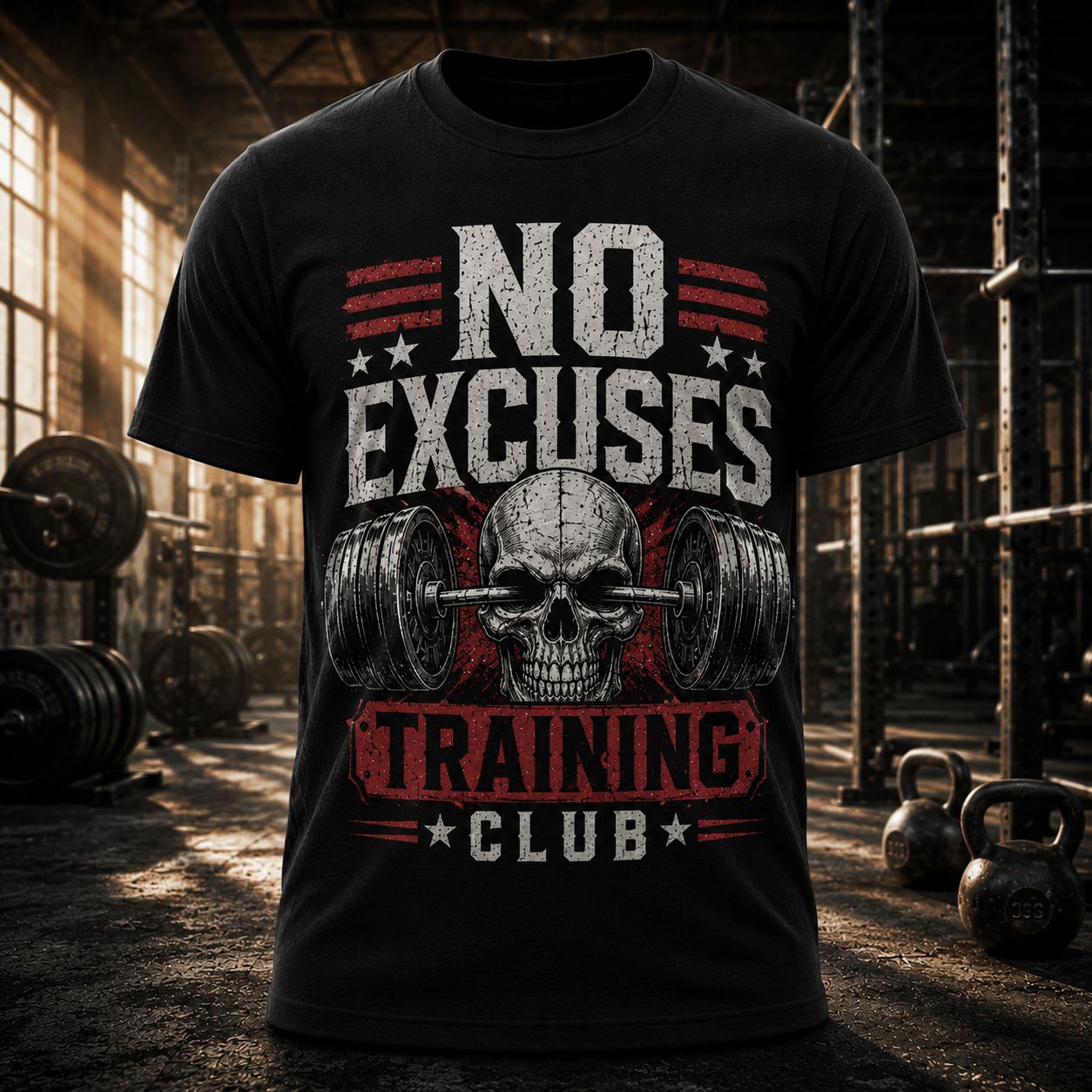 No Excuses Training Club Shirt – Gym Motivation Graphic Tee