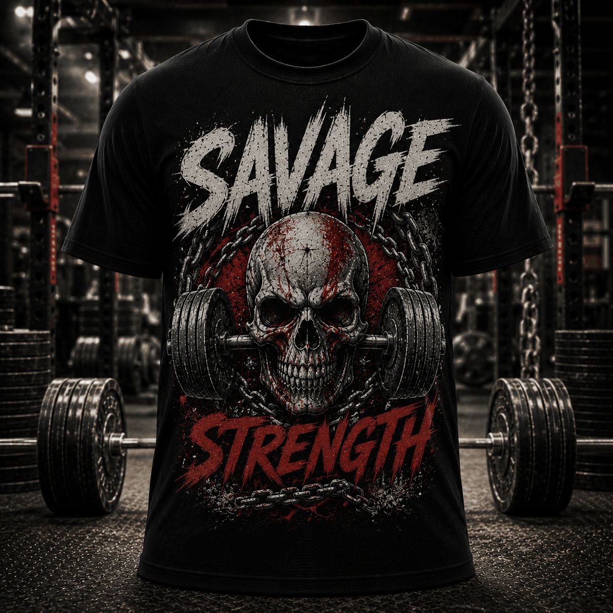 Savage Strength Shirt – Hardcore Powerlifting Gym Graphic Tee