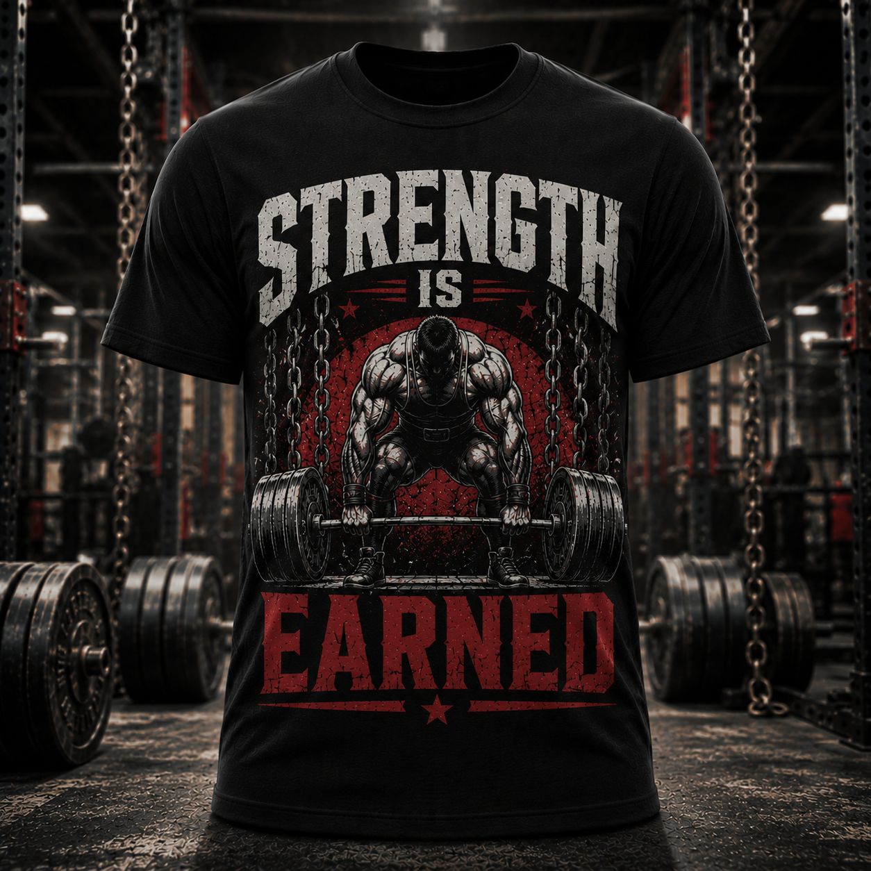 Strength Is Earned Shirt – Hardcore Gym Training Graphic Tee