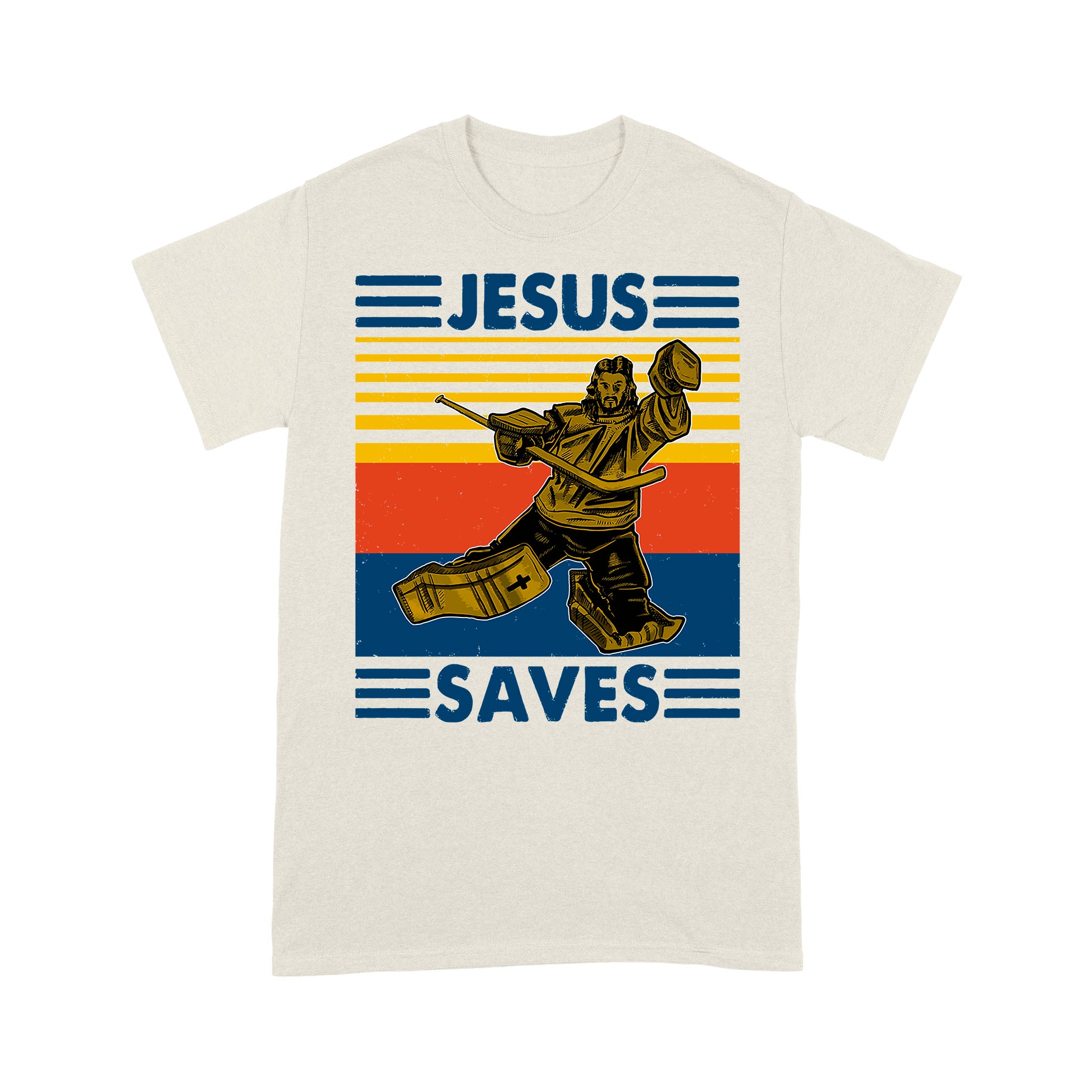 Jesus Saves Funny Vintage Hockey Ice Hockey Premium T-shirt - Image 7