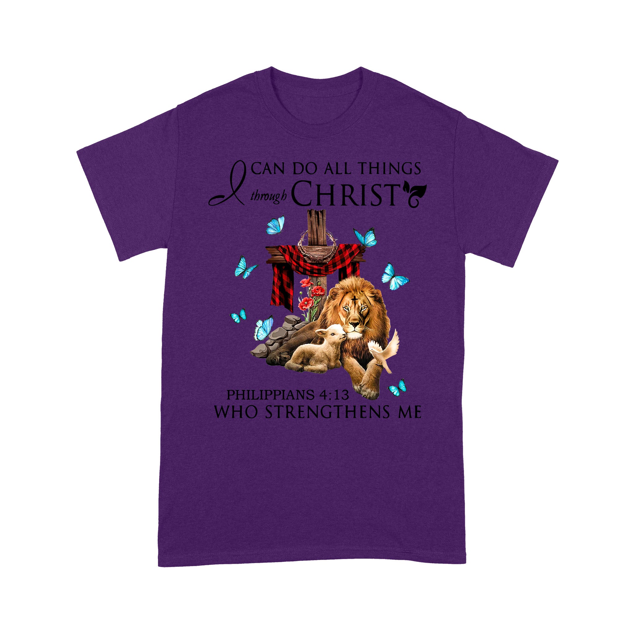 I Can Do All Thing Christ Jesus Lion and Lamb Dove T-Shirt - Image 5
