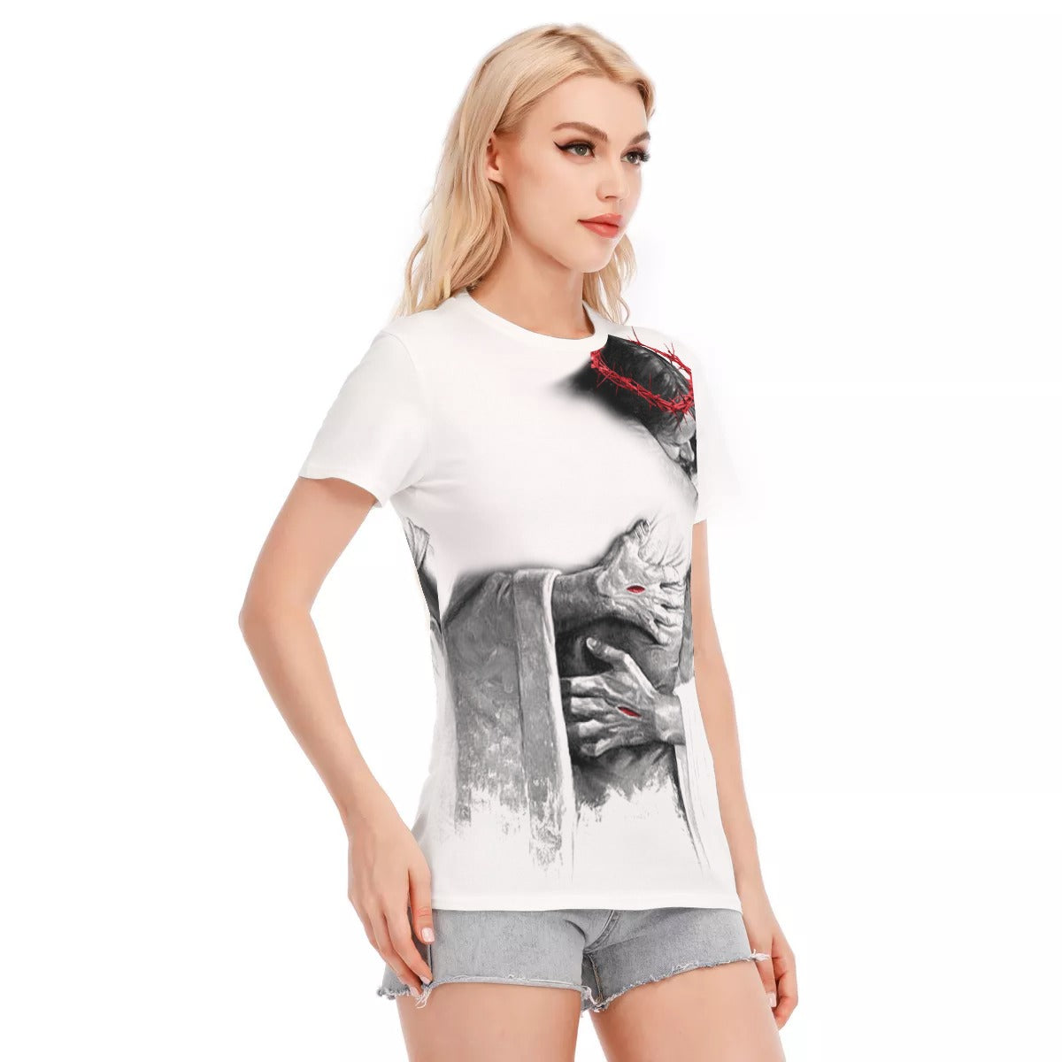 All-Over Print Women's Round Neck T-Shirt | 190GSM Cotton - Image 2