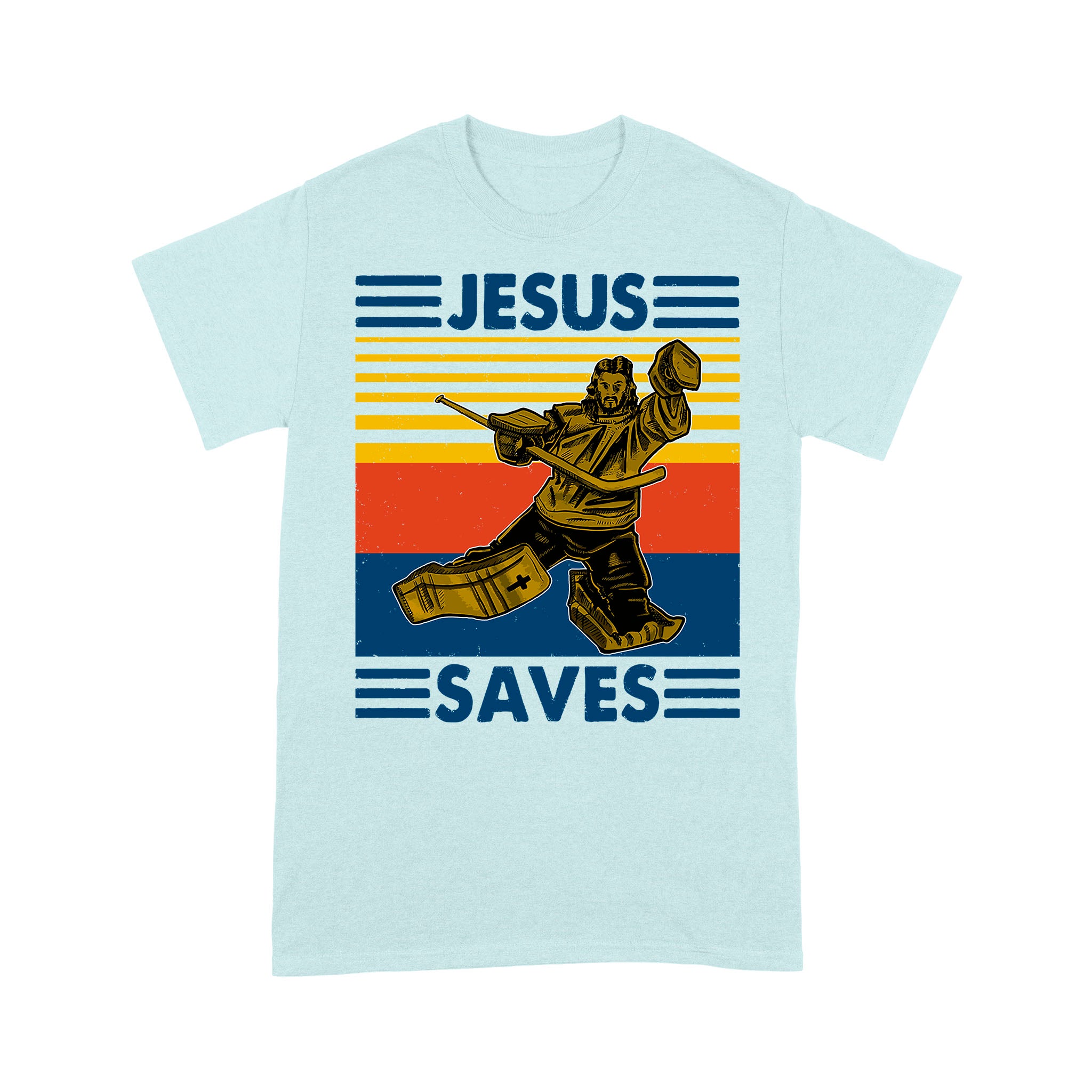 Jesus Saves Funny Vintage Hockey Ice Hockey Premium T-shirt - Image 3