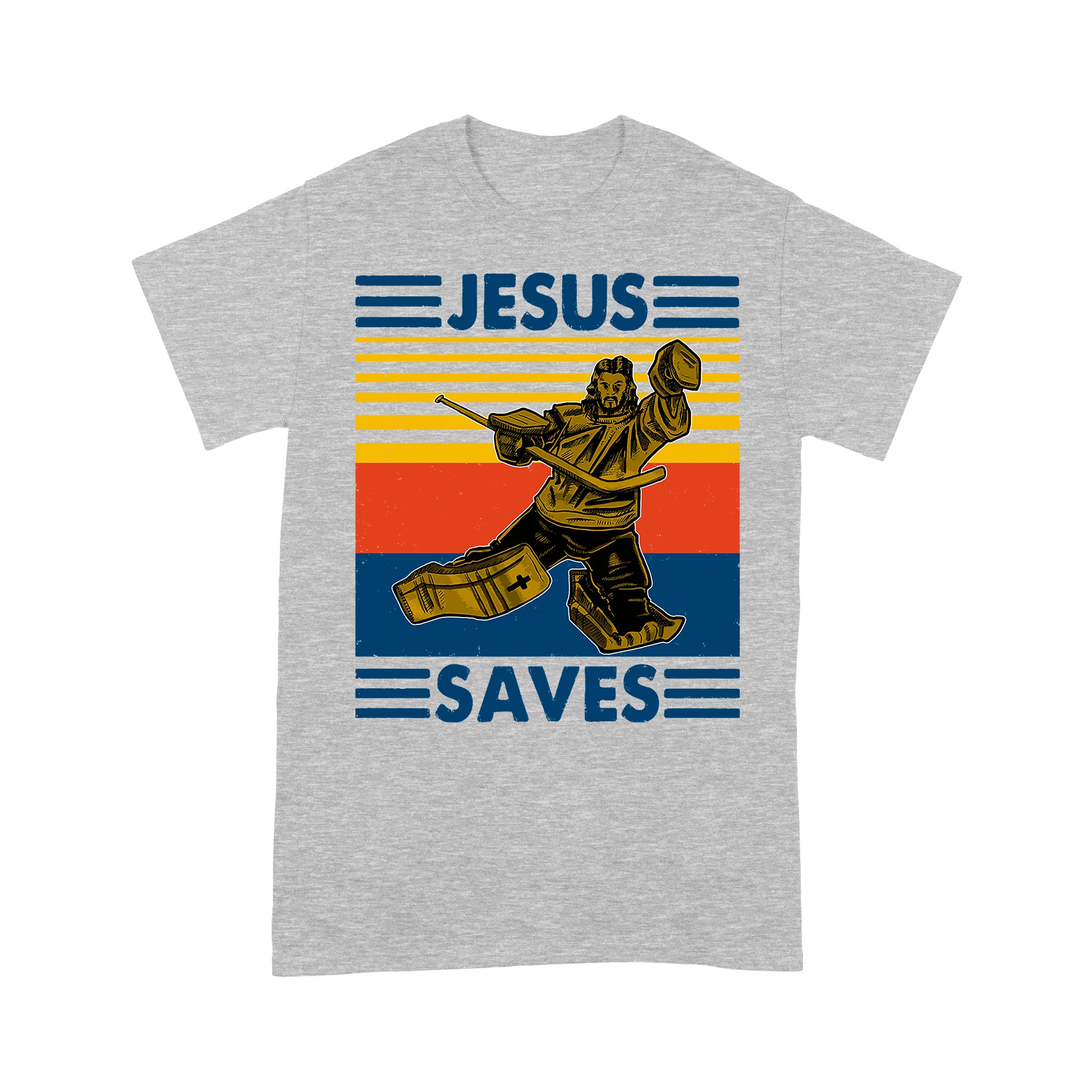 Jesus Saves Funny Vintage Hockey Ice Hockey Premium T-shirt - Image 11