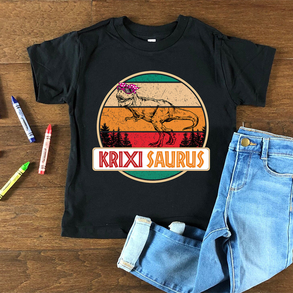 Dinosaur Family, Custom Name Saurus Baby T-Shirt - Image 2