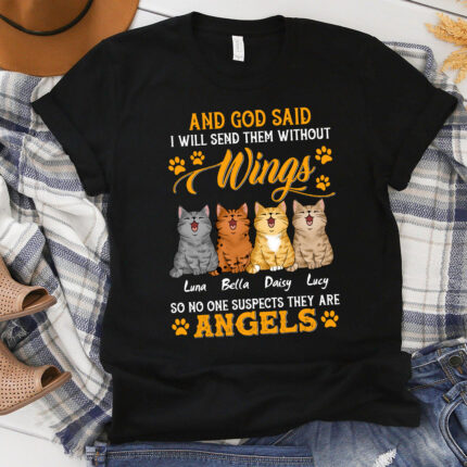 Cat And God Said I Will Send Them Without Wings T-Shirt