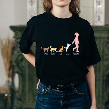 Cat Mom Walking With Cats T-Shirt