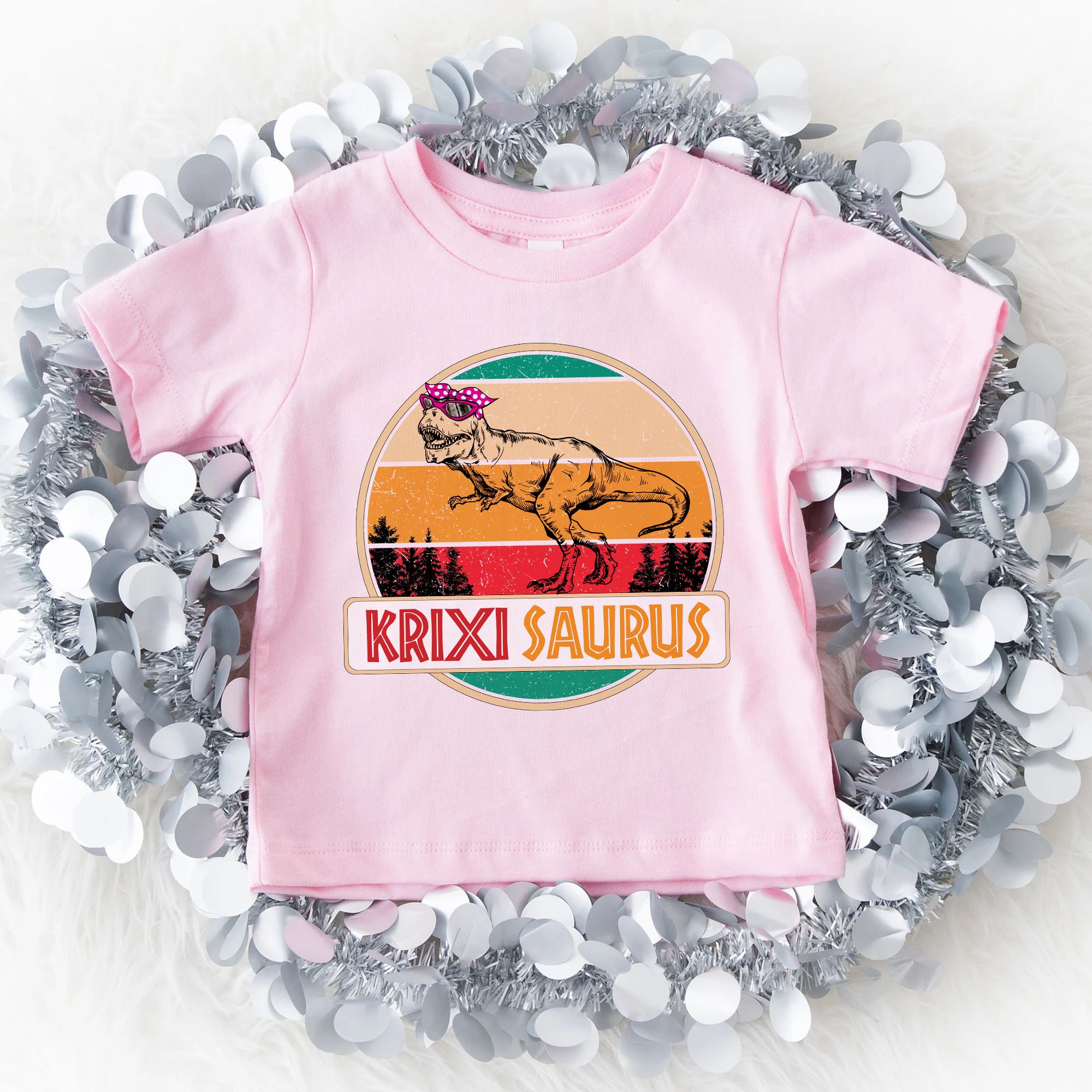 Dinosaur Family, Custom Name Saurus Baby T-Shirt - Image 4