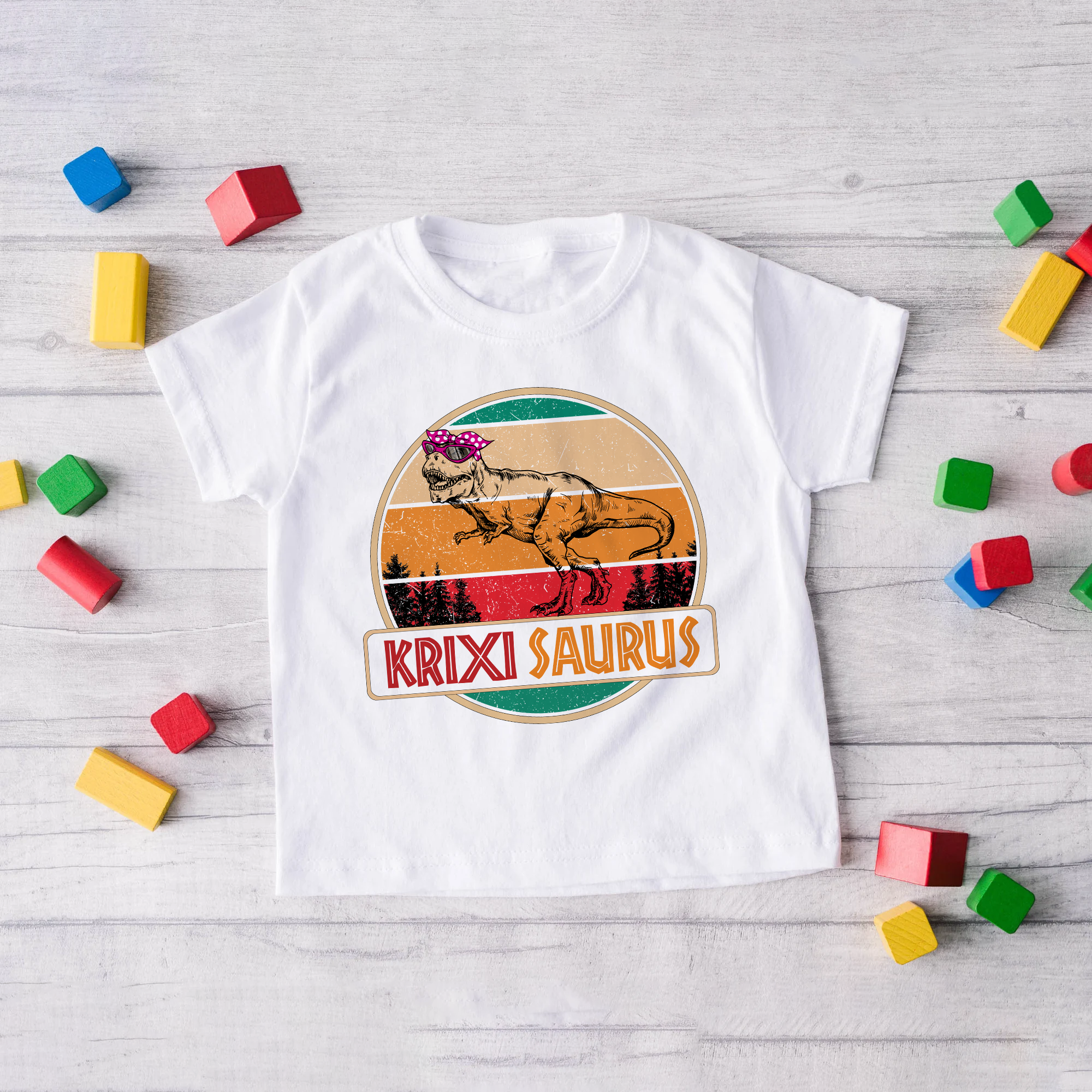 Dinosaur Family, Custom Name Saurus Baby T-Shirt - Image 5