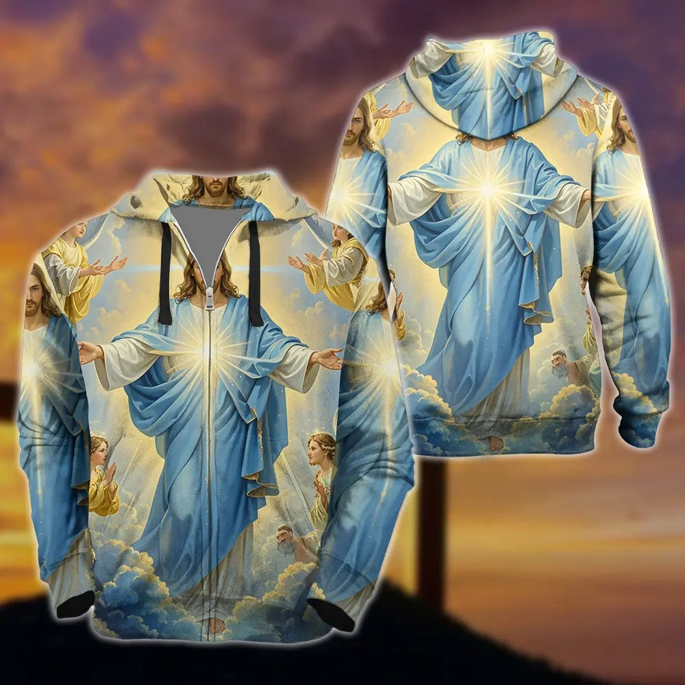 Christian Hoodie, Jesus Christ Hoodie, Jesus And Angels 3D All Over Print T-Shirt And Hoodie - Image 4