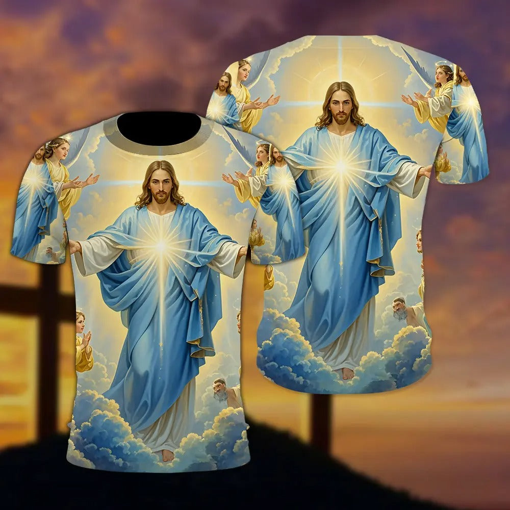 Christian Hoodie, Jesus Christ Hoodie, Jesus And Angels 3D All Over Print T-Shirt And Hoodie - Image 2