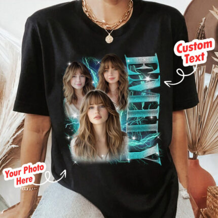 Custom Photo Your Own Bootleg Rap Tee T-Shirts, BoyFriend And GirlFriend Face Customized T-Shirts - Photo T-Shirt