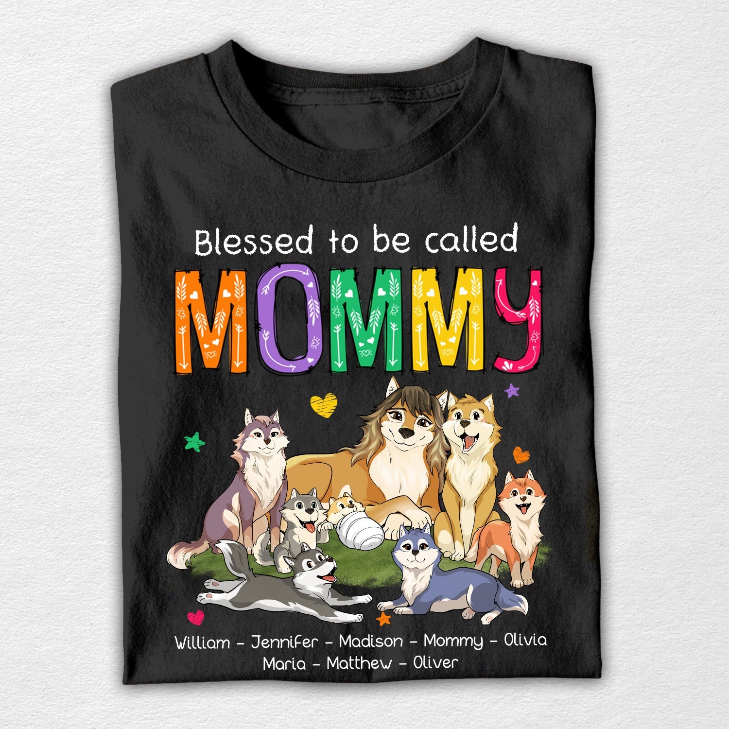 Custom Wolf Family Blessed To Be Called Mommy - Wolf Mom T-Shirt - Image 3