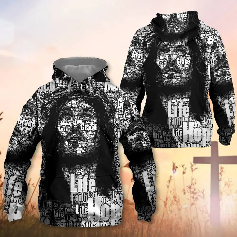 Inspirational 3D Jesus Apparel - Jesus Christ Name, Jesus Christ Crown Of Thorns 3D All Over Print T-Shirt And Hoodie - Image 5