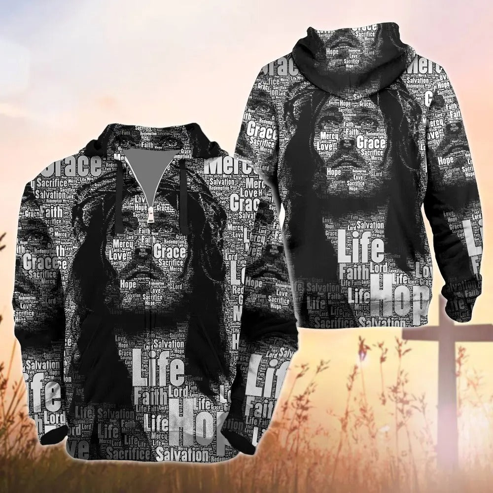 Inspirational 3D Jesus Apparel - Jesus Christ Name, Jesus Christ Crown Of Thorns 3D All Over Print T-Shirt And Hoodie - Image 4