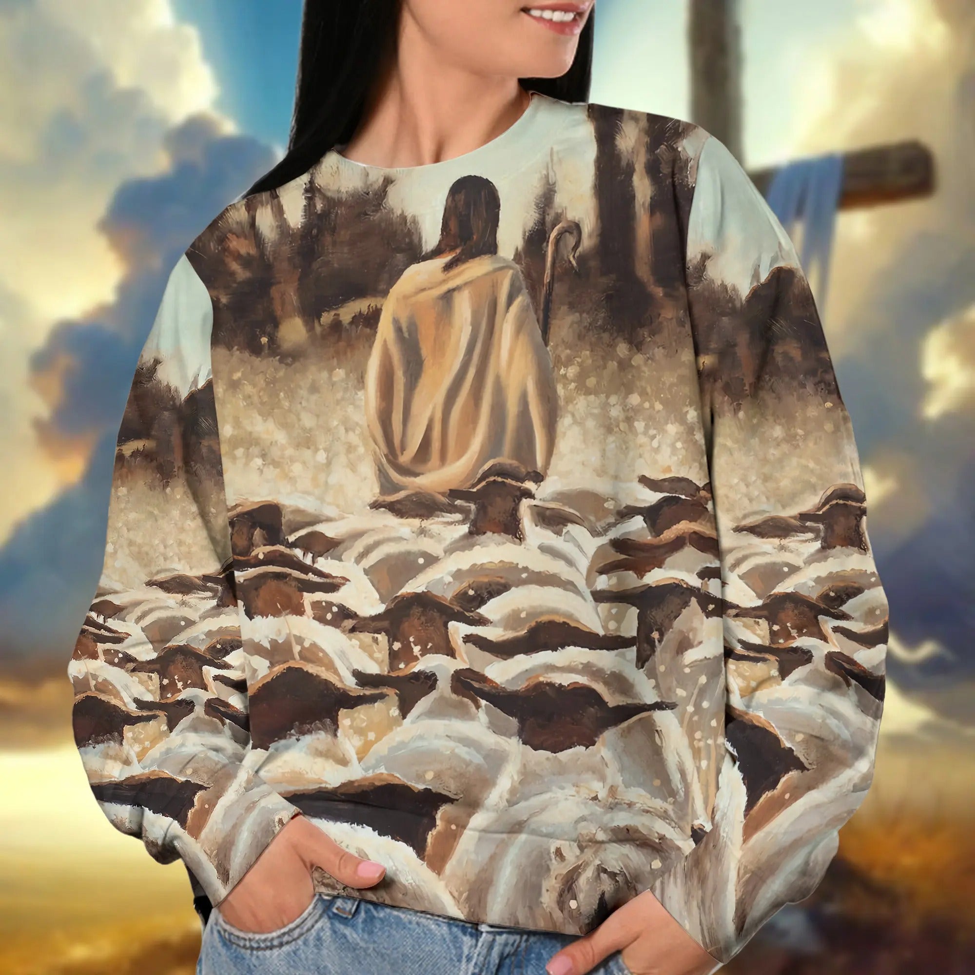 Jesus Christ And Lamb, Christian 3D All Over Print T-Shirt And Sweatshirt - Image 4