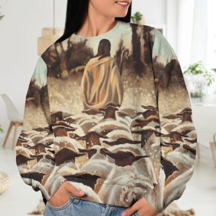 Jesus Christ And Lamb, Christian 3D All Over Print T-Shirt And Sweatshirt