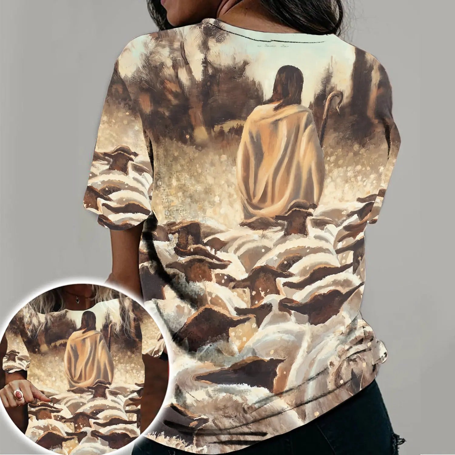 Jesus Christ And Lamb, Christian 3D All Over Print T-Shirt And Sweatshirt - Image 2