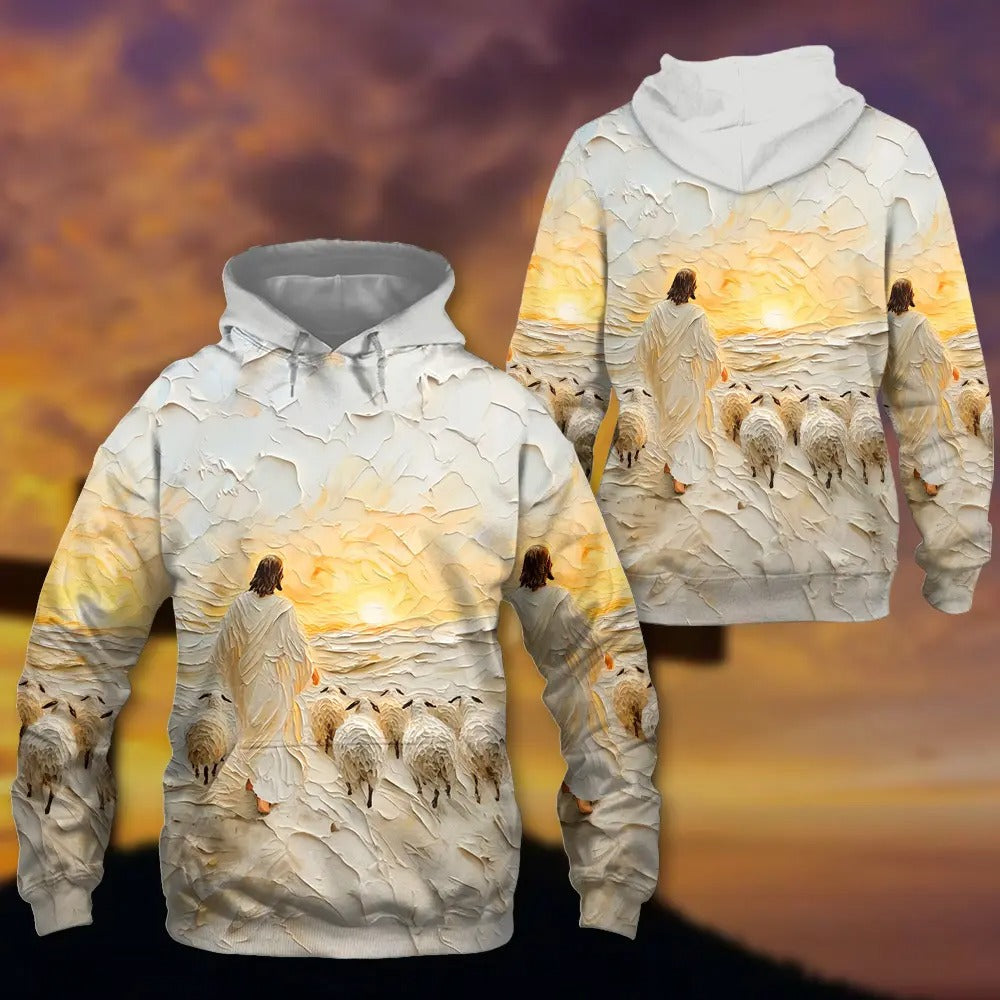 Jesus Christ And Lamb, Gifts For Christian - Inspirational Christian 3D All Over Print T-Shirt And Hoodie - Image 2
