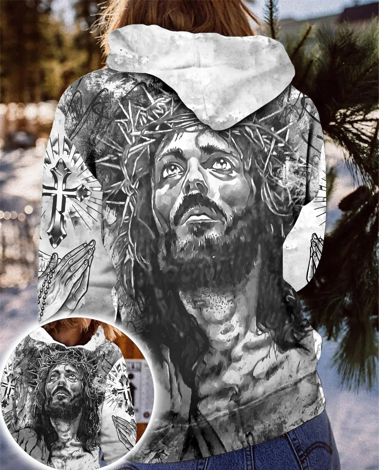 Jesus Christ Crown Of Thorns 3D All Over Print T-Shirt And Hoodie, Gifts For Christian - Image 2