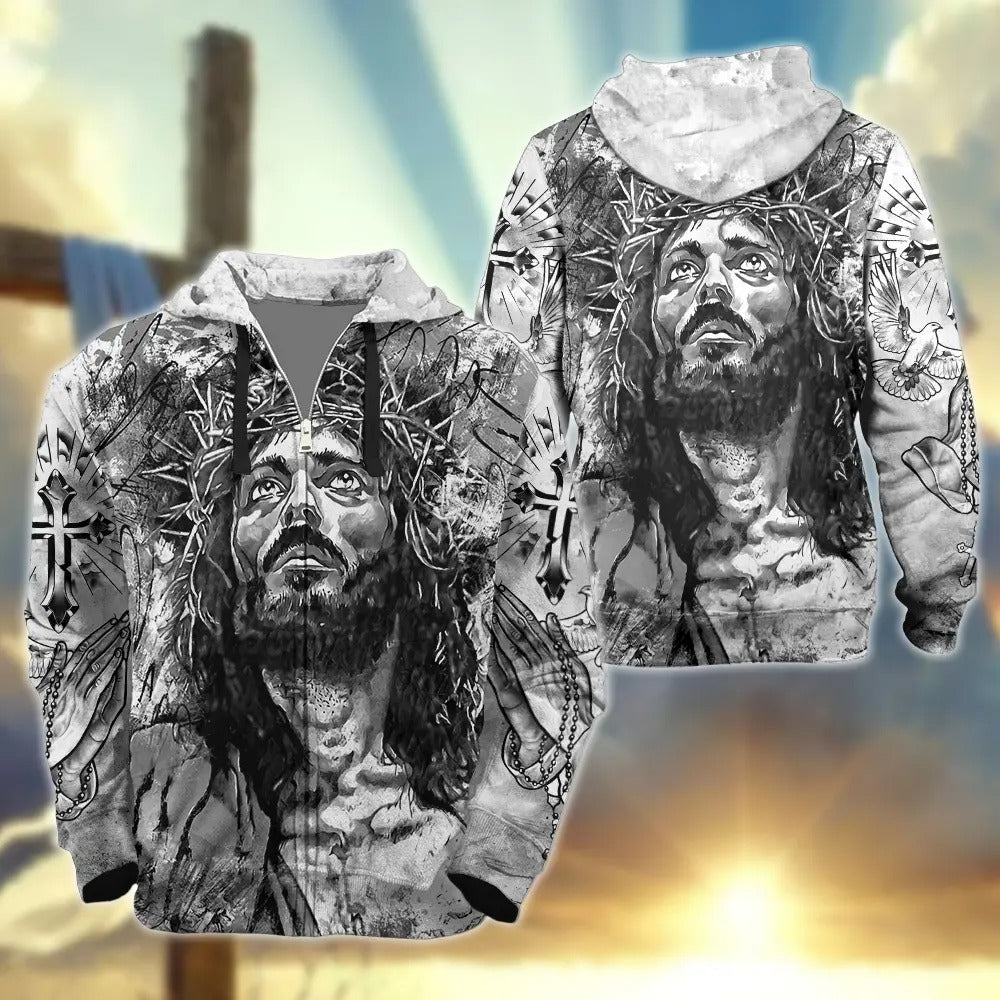 Jesus Christ Crown Of Thorns 3D All Over Print T-Shirt And Hoodie, Gifts For Christian - Image 3