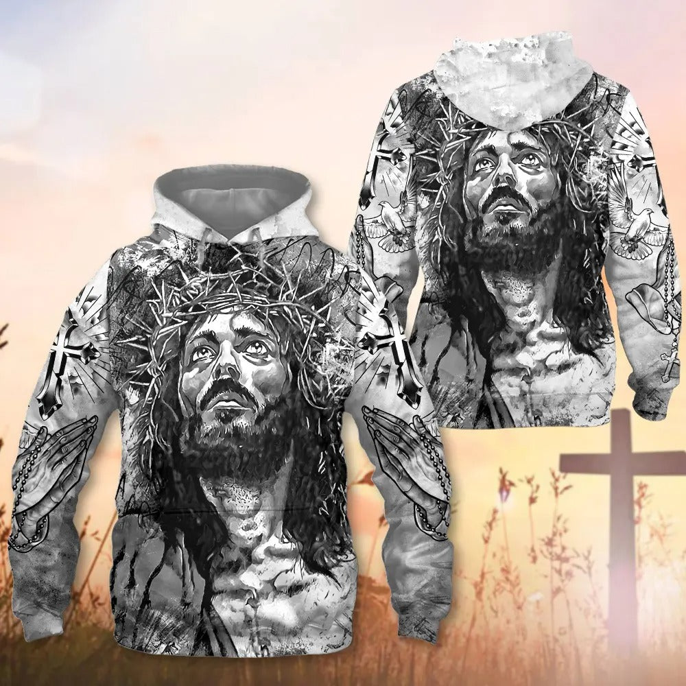Jesus Christ Crown Of Thorns 3D All Over Print T-Shirt And Hoodie, Gifts For Christian - Image 4