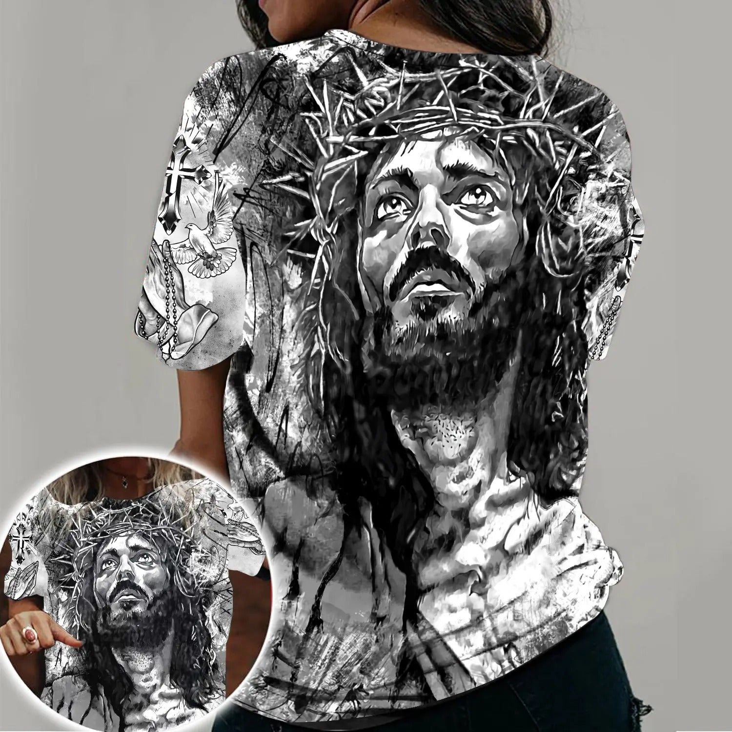 Jesus Christ Crown Of Thorns 3D All Over Print T-Shirt And Hoodie, Gifts For Christian - Image 5