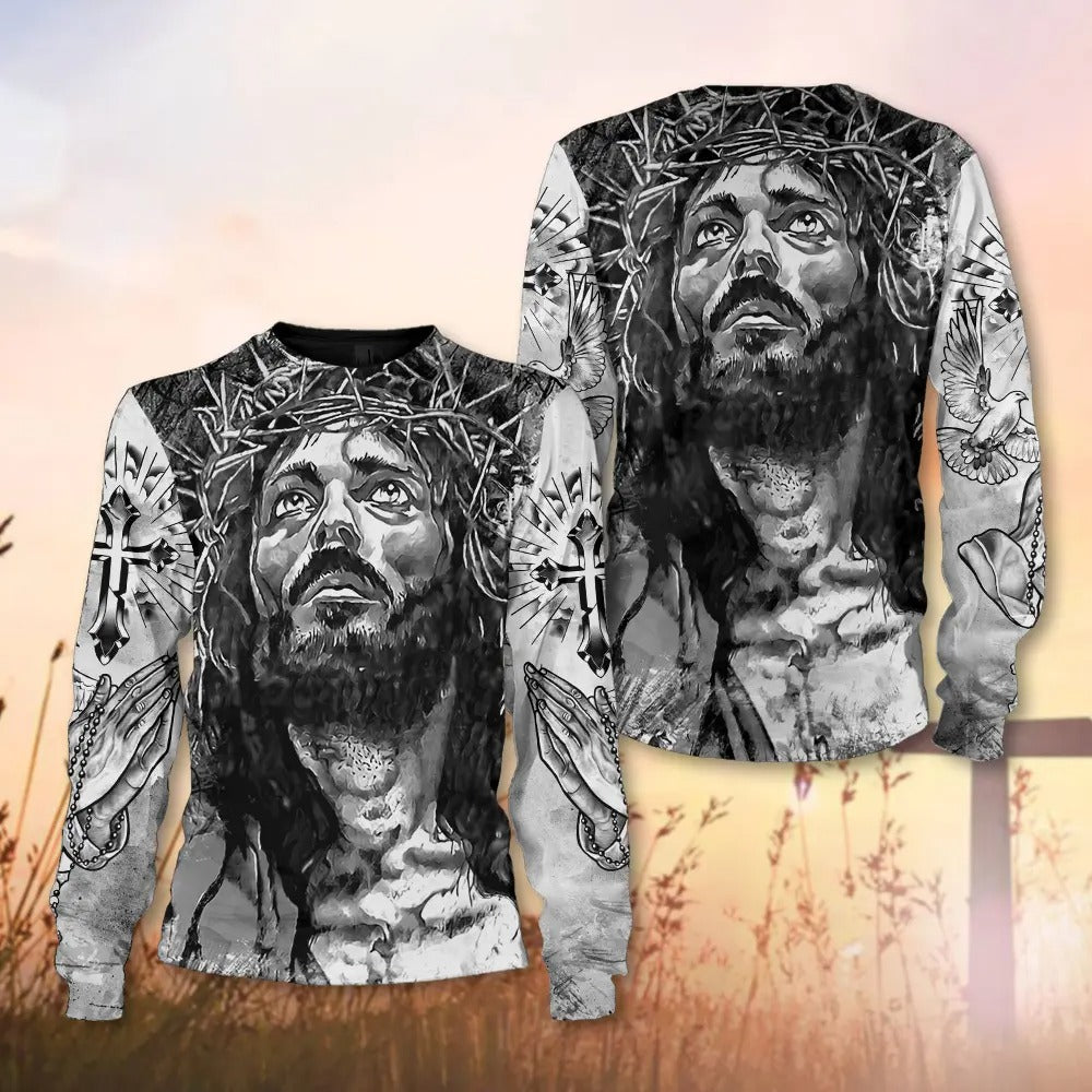 Jesus Christ Crown Of Thorns 3D All Over Print T-Shirt And Hoodie, Gifts For Christian - Image 6