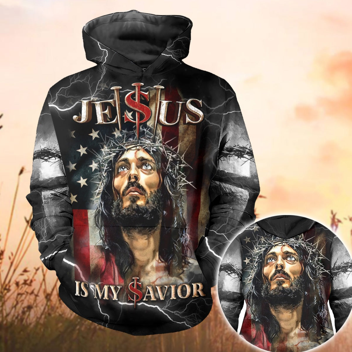 Jesus Is My Savior And Crown Of Thorns - Inspirational Christian 3D All Over Print T-Shirt And Hoodie - Image 2