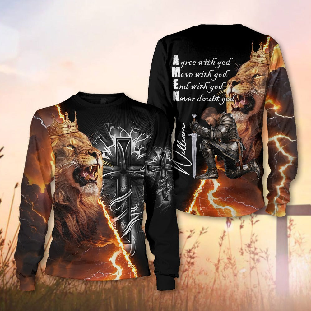 Man Warrior Of God - Amen Never Doubt God - 3D All Over Print T-Shirt And Hoodie - Image 4