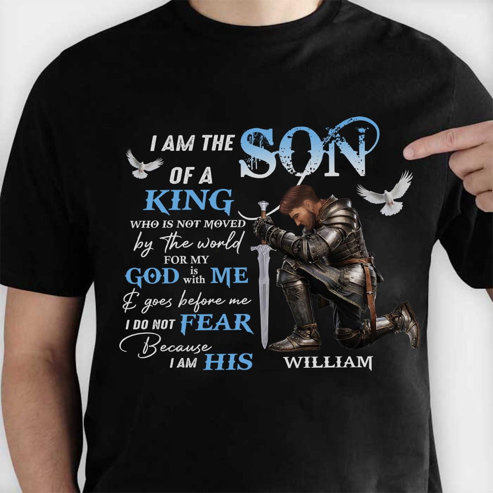 Man Warrior Of God, I Am The Son Of A King - Christian Gift T-Shirt - Image 2