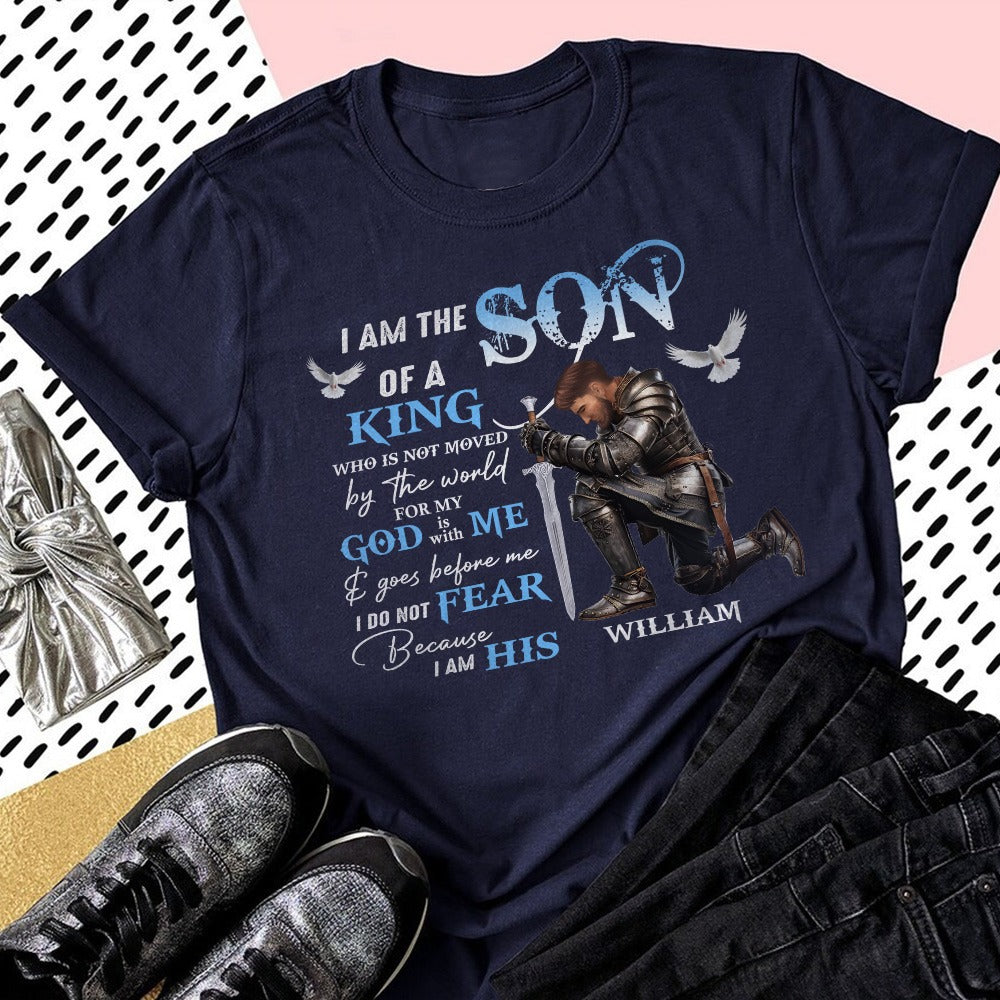 Man Warrior Of God, I Am The Son Of A King - Christian Gift T-Shirt - Image 3