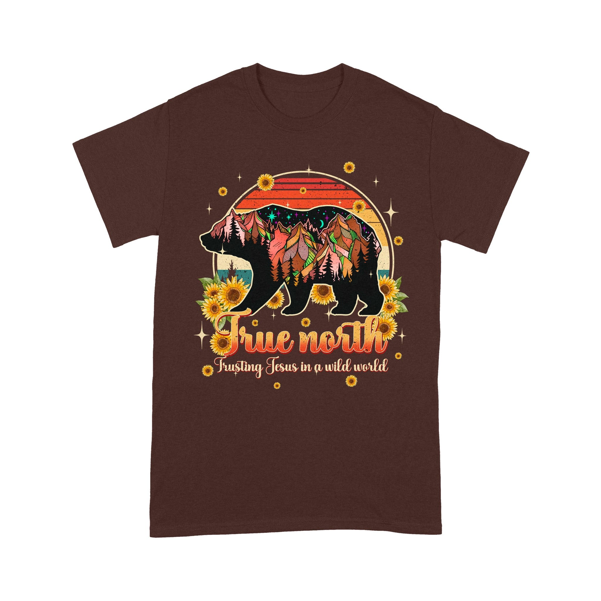 Mountain Bear True North Trusting Jesus In A Wild World Shirt - Inspirational Christian Bear T-Shirt - Image 9