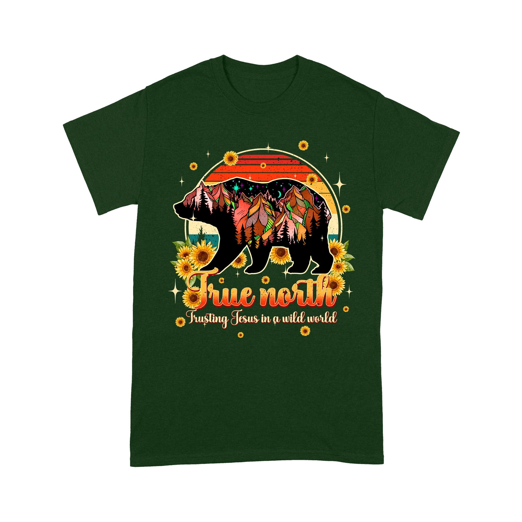 Mountain Bear True North Trusting Jesus In A Wild World Shirt - Inspirational Christian Bear T-Shirt - Image 6